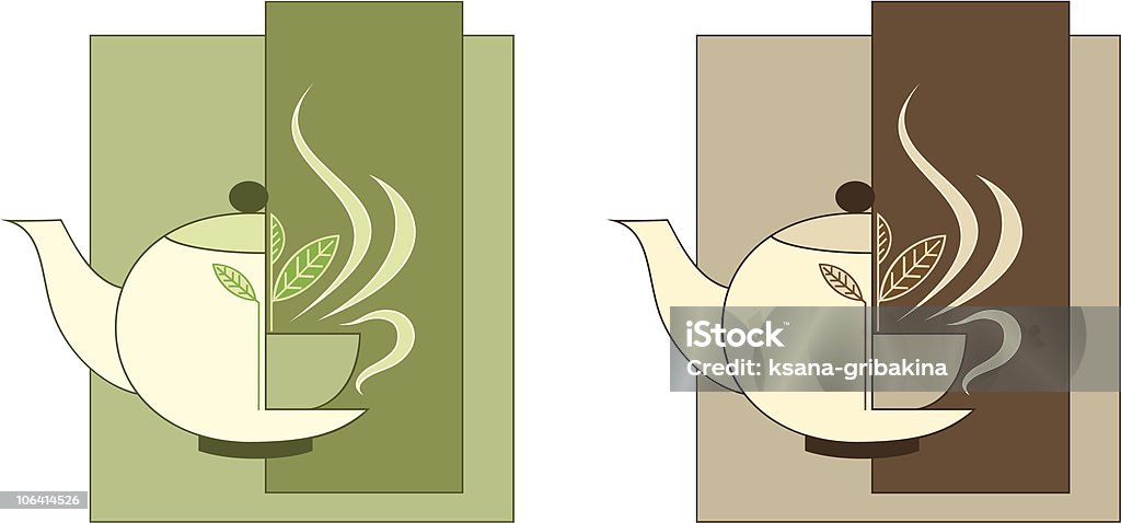 Chá verde e preta - Royalty-free Bule de Chá arte vetorial