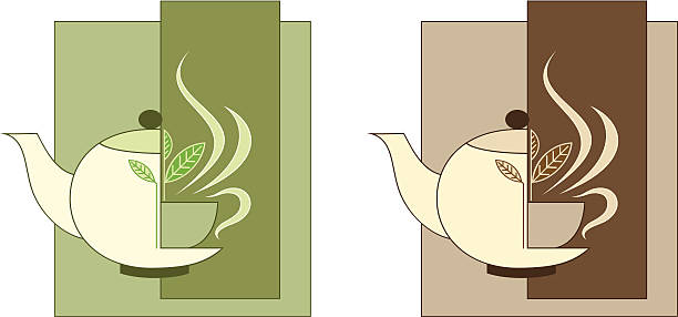 ilustrações, clipart, desenhos animados e ícones de verde e chá preto - tea cup tea green tea chinese tea
