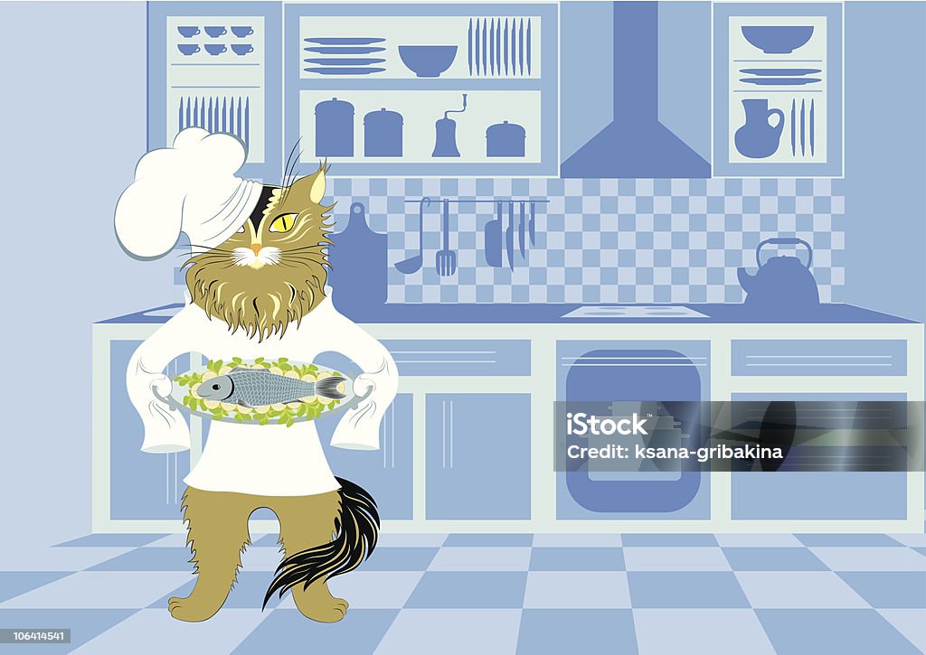 Cat Cook Vector Cat Cook Stock Illustration - Download Image Now - Blue, Chef, Color ...