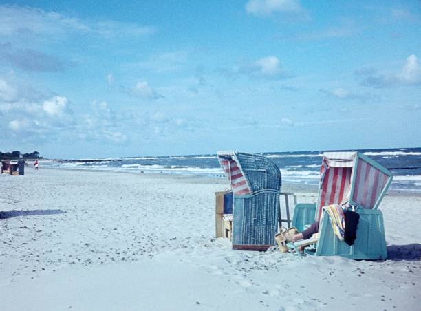 Usedom, Germany, 1979. Beach baskets on the Baltic Sea.