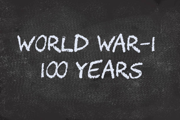 istock 100 years of World War 1 written on  black board 1064145968