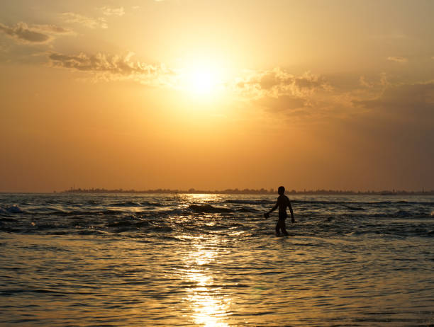 istock seascape with a magnificent sunset over the sea. 1064146166