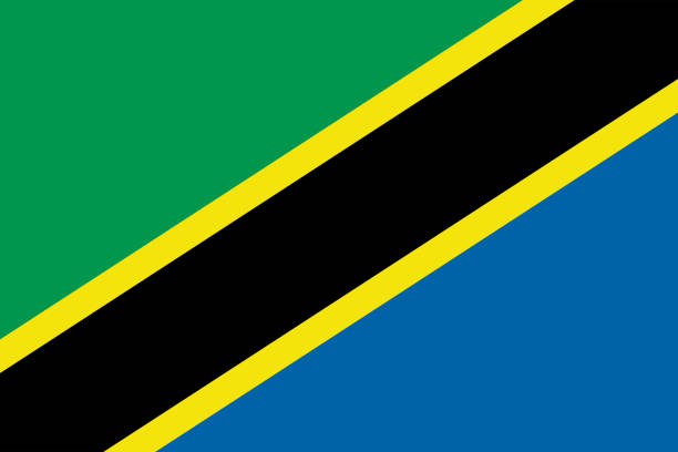 Vector Image of Tanzania Flag Vector image for Tanzania flag. Based on the official and exact Tanzania flag dimensions (3:2) & colors (355C, 300C, Black and 102C) republic of tanganyika stock illustrations