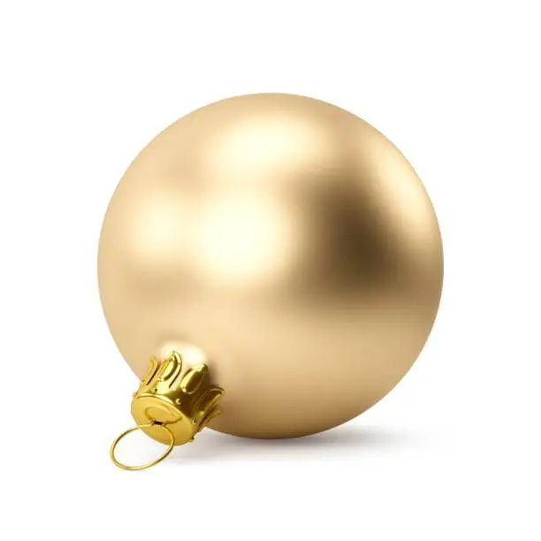 Photo of 3D rendering Golden Christmas Ball on a white background