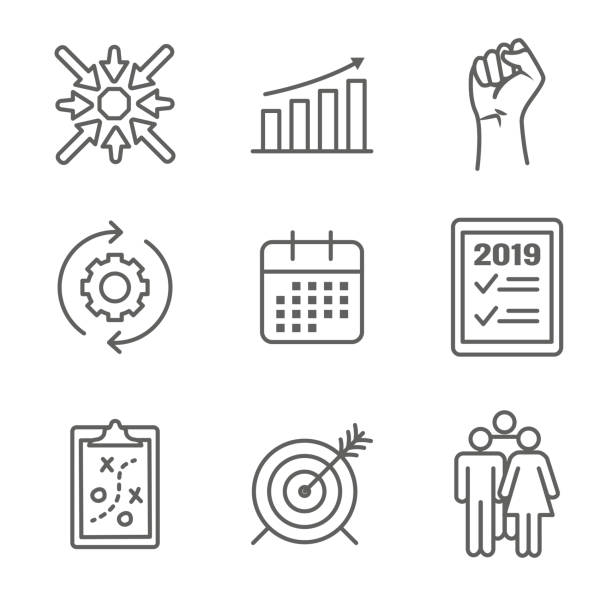 2019 SMART Goals Vector graphic with Smart goal keywords 2019 SMART Goals Vector graphic w various Smart goal keywords 2019 new year resolution stock illustrations