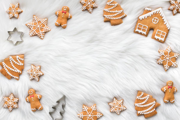 istock Various Christmas gingerbread cookies on white background 1064150894