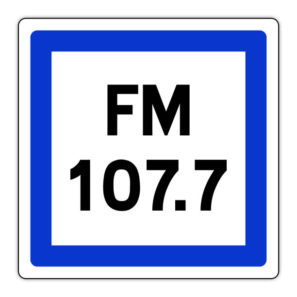 istock road sign in France: radio frequency of the motorway radio 1064150996