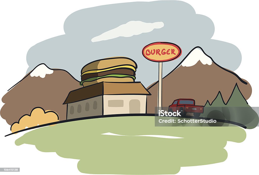 Burger Restaurant Burger restaurant with a view Drive In Restaurant stock vector