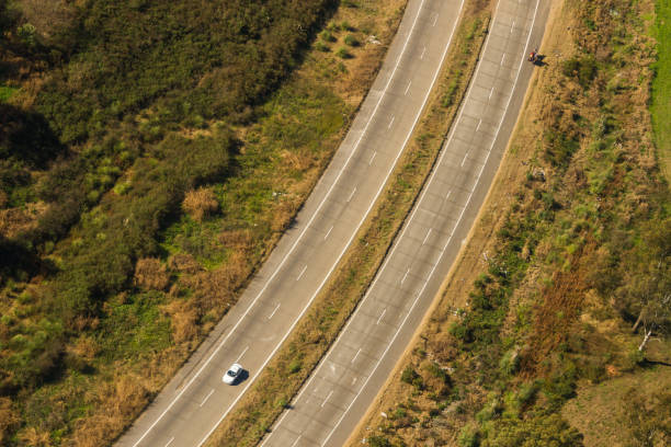 istock Higway with low trafiic. Aerial view 1064152074