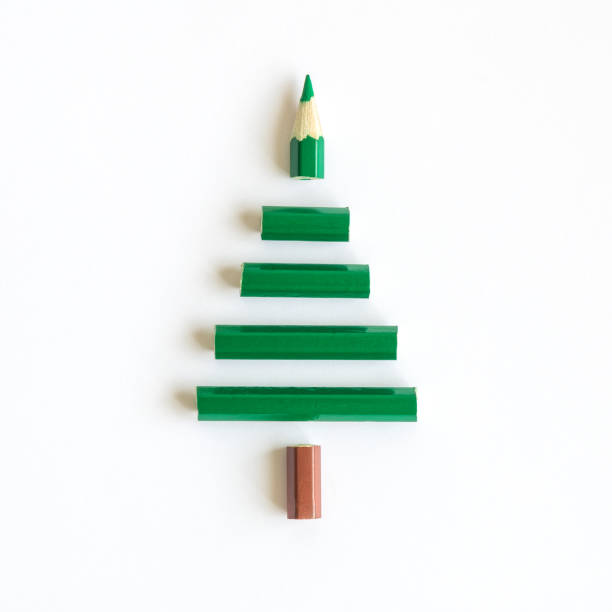 istock Christmas tree made of pencil minimal holiday creative concept. 1064157944