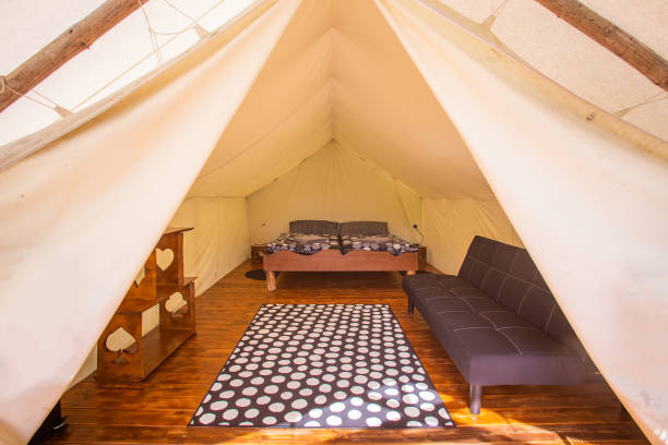 istock Glamping interior in Adrenaline Check eco camp in Slovenia. 1064158578