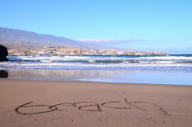 Word Written on the Sand of a Tropical beach