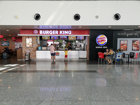 Hanoi, Vietnam-Sept 16, 2018:Burger King restaurant outlet in Noi Bai International Airport,Vietnam.