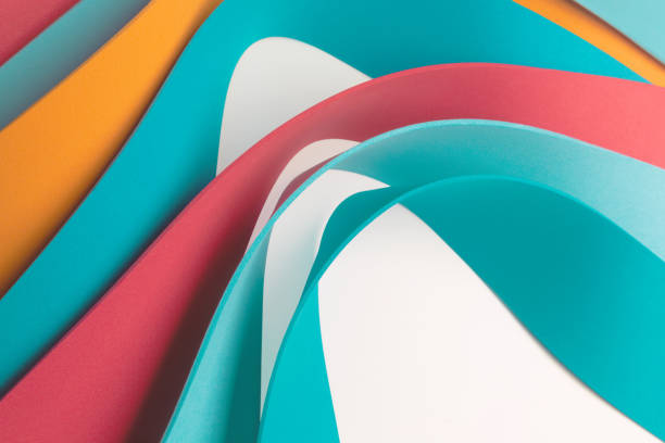 istock Curved elements on white background, colorful wavy stripes 1064163766