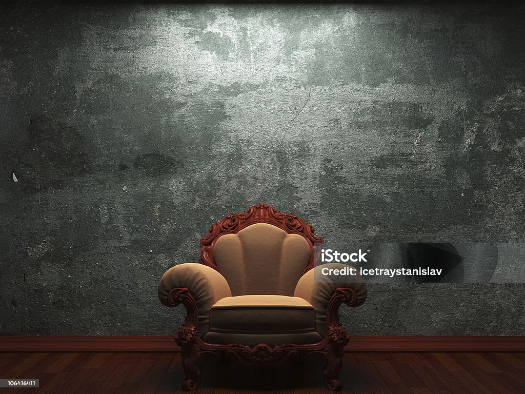 old concrete wall and chair  Armchair Stock Photo