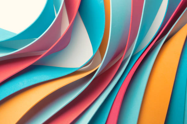 Abstract background composition with wavy multicolored elements on white