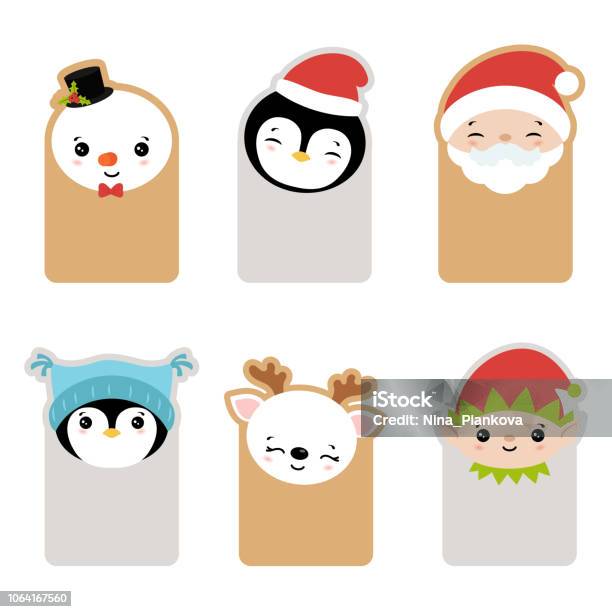 Collection Of Cute Cards Stock Illustration - Download Image Now - Christmas, Elf, Animal