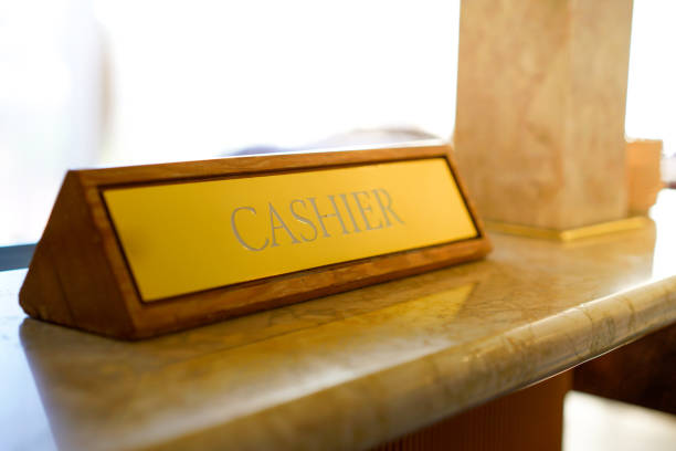 istock Cashier sign on the store 1064169280