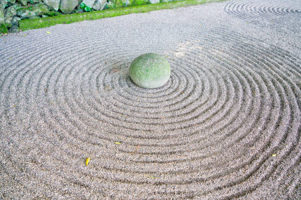istock Zen garden and stone in Japan 1064169438