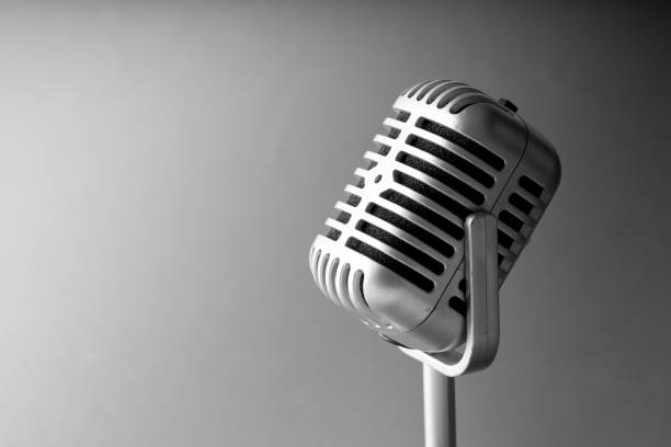 istock Retro style microphone in party or concert 1064169644