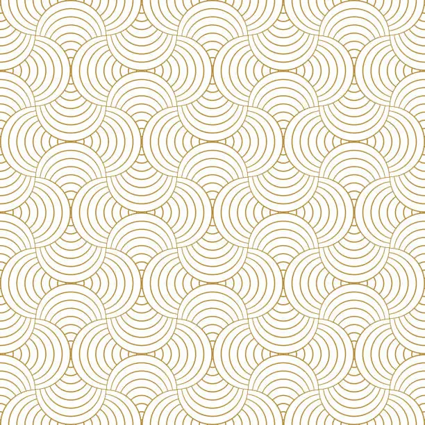 Vector illustration of Line circle abstract background seamless pattern gold luxury color geometric vector.