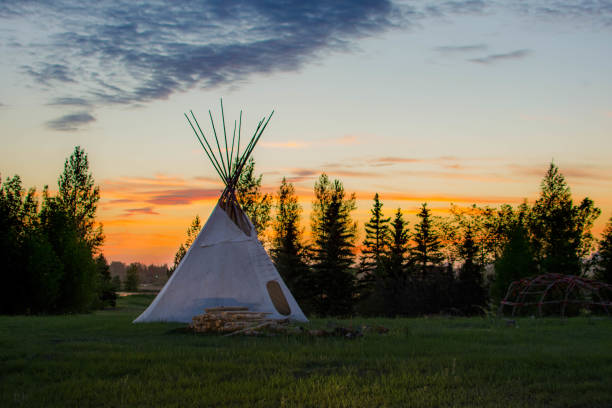 Native American Teepee On the Prairie at Sunset