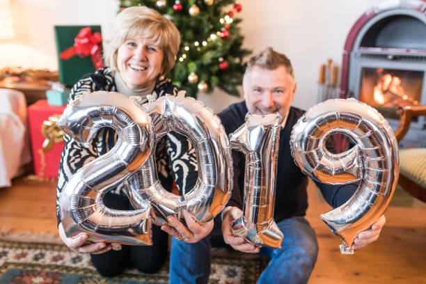 istock Happy senior couple celebrating new year 2019 1064178608