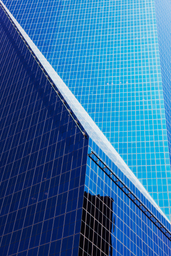Glass office building close up