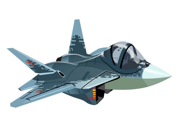 istock Cartoon Military Stealth Jet Fighter Plane Isolated 1064181382