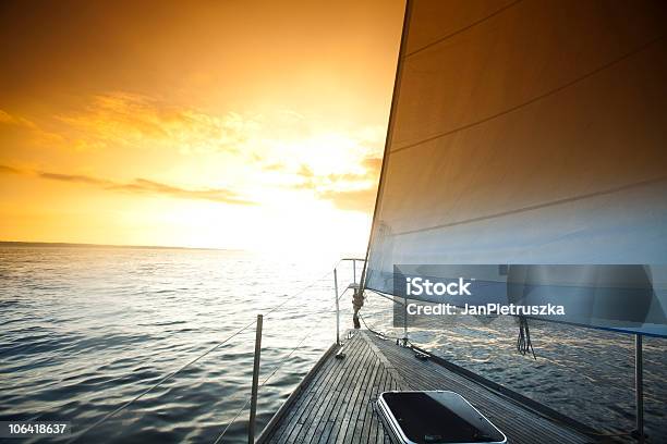 Sailing In The Open Sea Stock Photo - Download Image Now - Color Image, Horizontal, Nautical Vessel