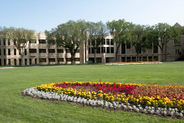 university of saskatchewan biology building seen across the bowl - saskatoon saskatchewan university canada imagens e fotografias de stock