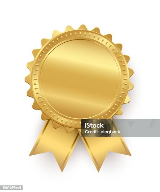 Vector Golden Seal With Ribbons Isolated On White Background Stock Illustration - Download Image Now