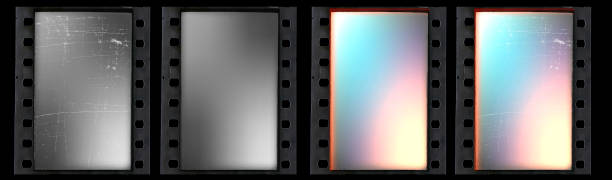 starý vintage retro 35 mm grunge filmový rám - jít do kina fotky stock ilustrace