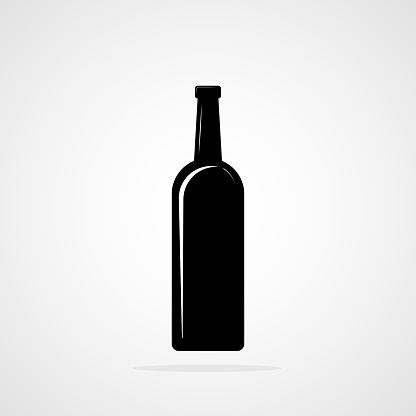 Bottle of wine icon. Vector illustration. Black silhouette of Bottle of wine