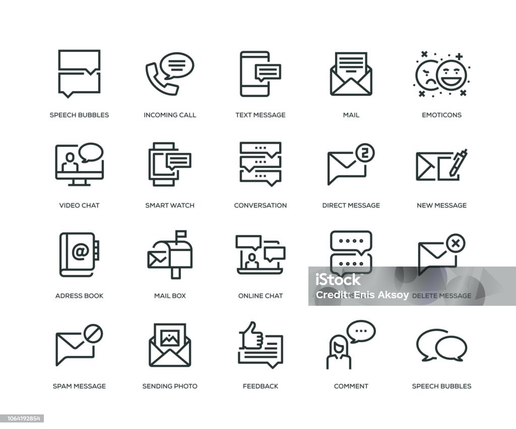 Message Icons - Line Series Icon Symbol stock vector