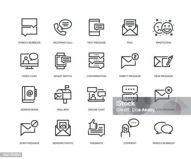 Message Icons Line Series Stock Illustration - Download Image Now - Icon Symbol, E-mail Spam, Mailbox