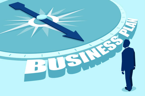 istock Flat style of compass showing business plan to man 1064194922