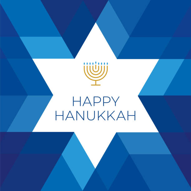 파란색 바탕에 별 행복 hannukkah 카드 서식 파일 - judaism hanukkah menorah symbol stock illustrations