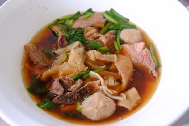 istock Thai beef soup in white bowl. Selective focus 1064198834
