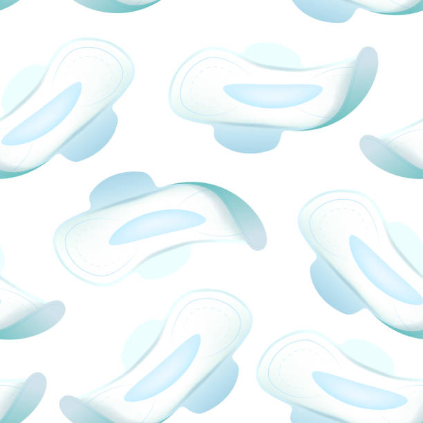 ilustrações de stock, clip art, desenhos animados e ícones de realistic detailed 3d sanitary napkin seamless pattern background. vector - seamless padding backgrounds wallpaper
