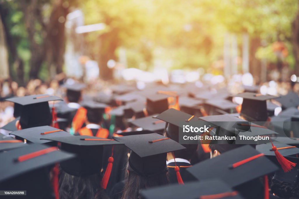 Group of Graduates during commencement. Concept education congratulation in University. Graduation Ceremony ,Congratulated the graduates in University during commencement. Graduation Stock Photo