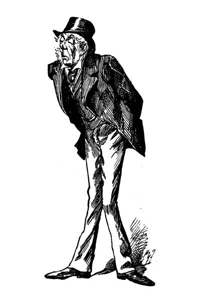 istock British London satire caricatures comics cartoon illustrations: Man 1064205274