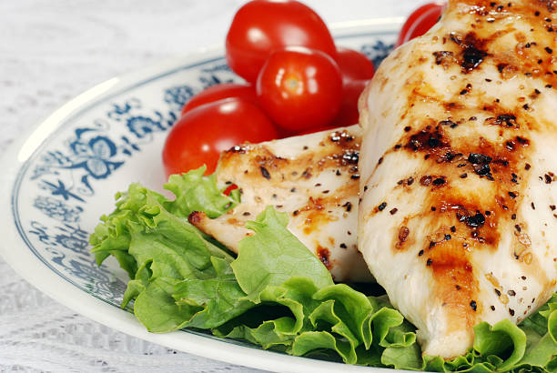 istock macro grilled chicken with lettuce and tomatoes 106420590