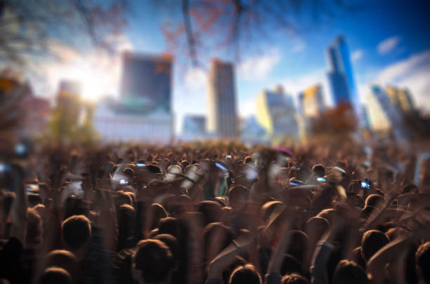 a concert in the center of New York. A large number of people