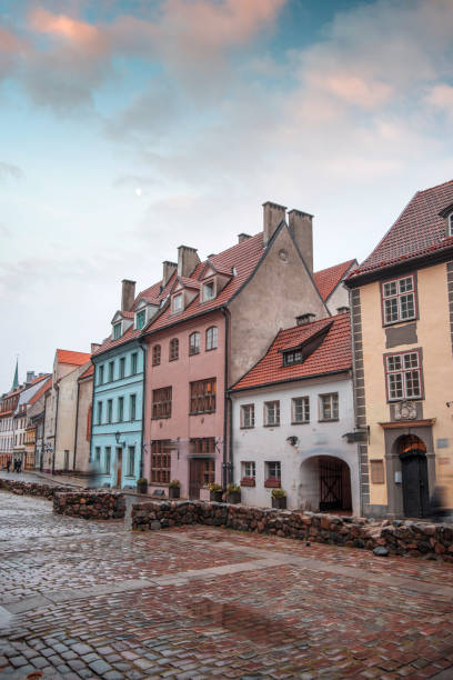 istock old houses on Riga street. Latvia 1064218442