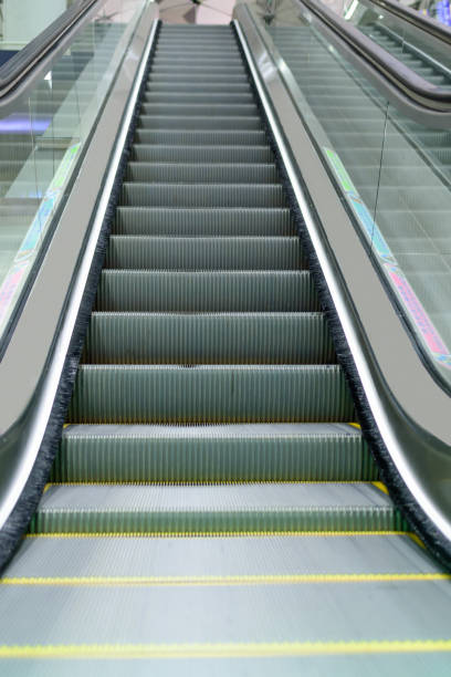 istock Close up escalator or Mechanic stairs 1064219126