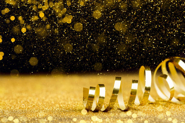 istock Christmas holidays background with golden ribbon 1064221506