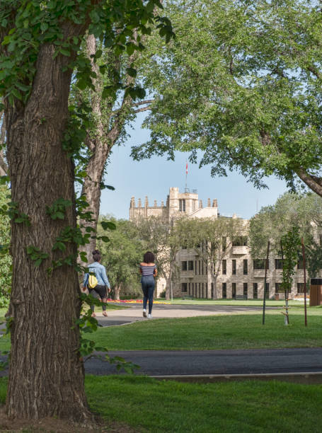 university of saskatchewan biology building seen across the bowl - saskatoon saskatchewan university canada imagens e fotografias de stock