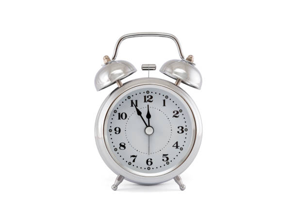 istock Old style alarm clock with clipping path on white background 1064225590