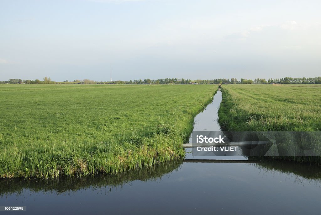 Paisaje agrícola en los Países Bajos mediante zanja - Foto de stock de Agua libre de derechos